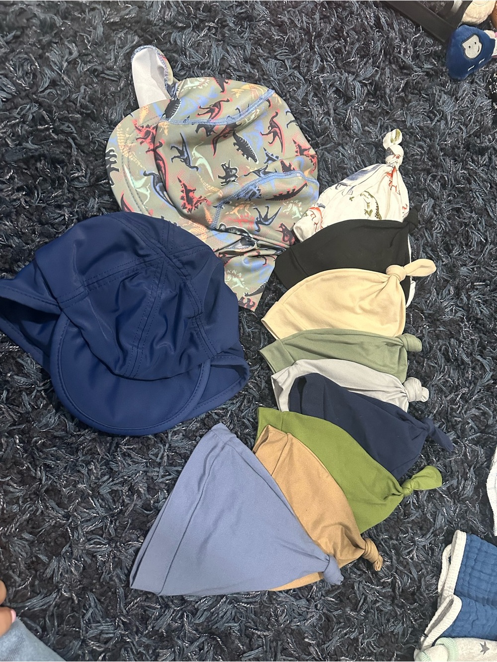 Baby Swim/Beach Hat Bundle with Assorted Colors and burp cloths.